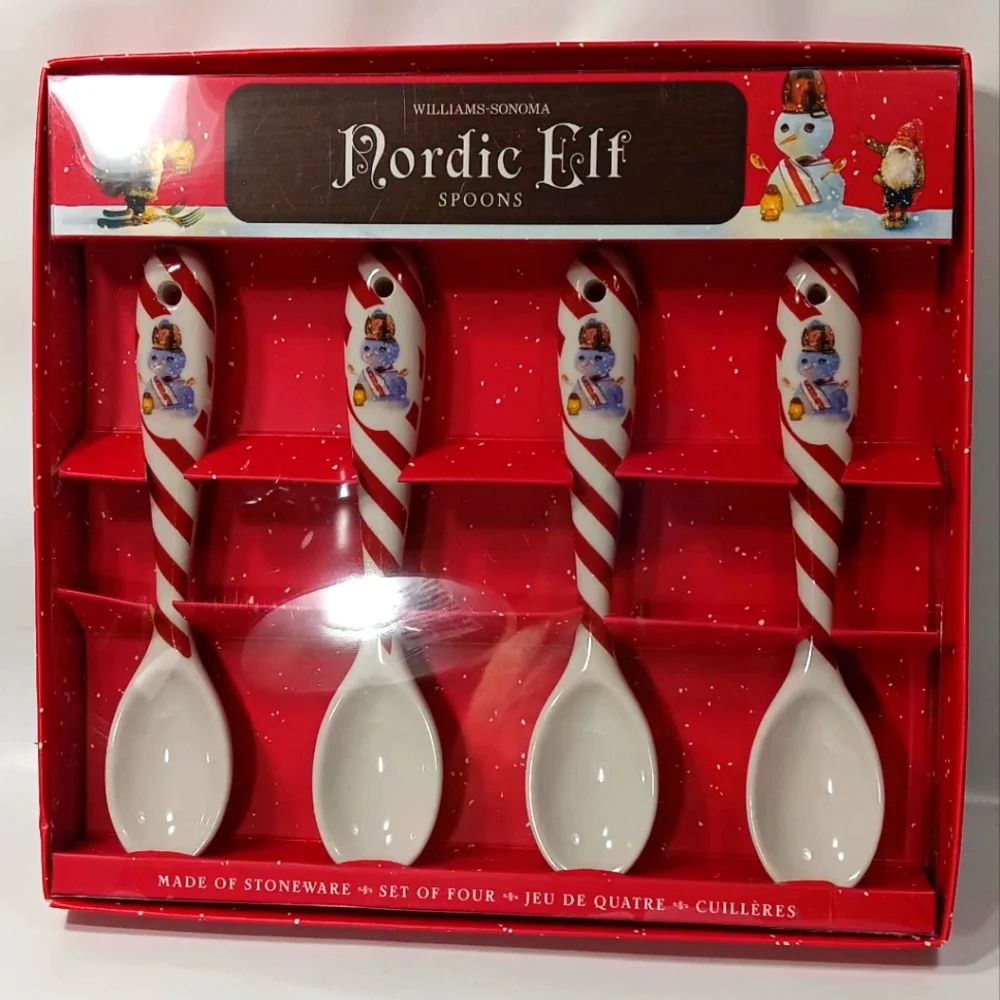 Stoneware Spoons Set of 4 Williams Sonoma Nordic Elf 2008